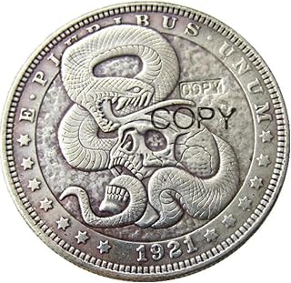 Snake Serpent Fangs Tongue Skull Death Copy 1921 U.S Hobo Morgan Dollar Coin Silver Plated Replica Commemorative