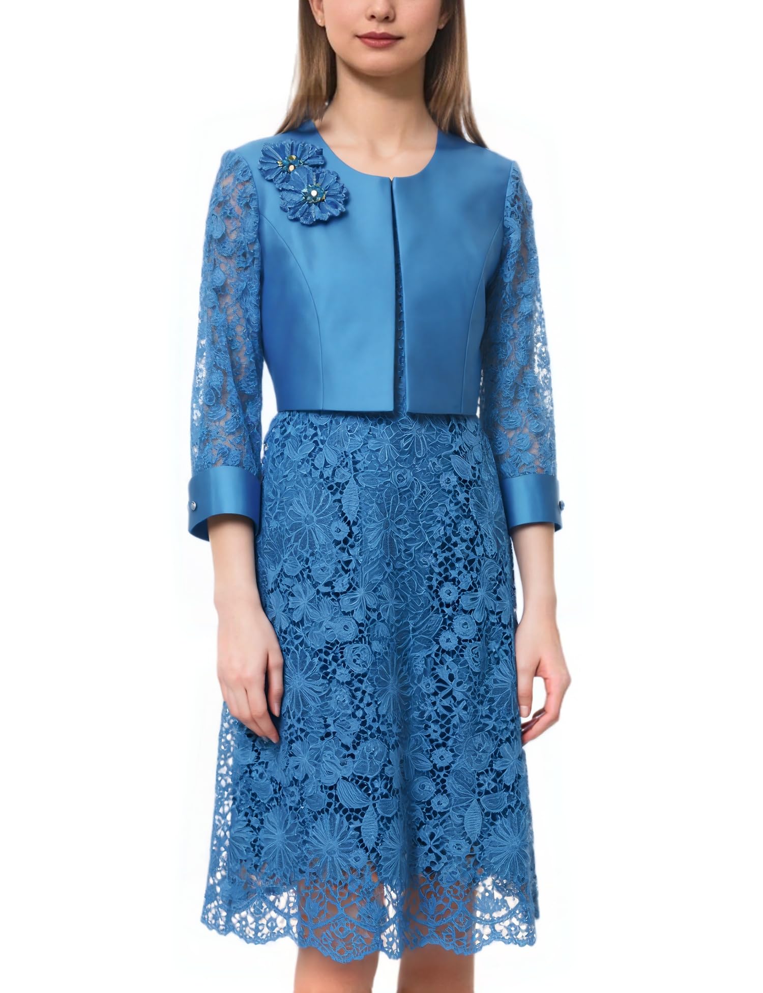 Womens 2 Piece Lace Church Suits Jacket Dress Elegant Church Outfit Geenlinm FASHlON Plus Size Formal Wedding for
