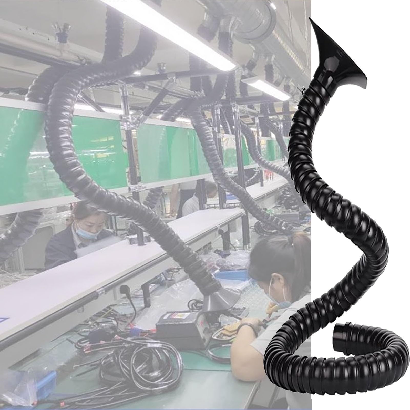 Tubo Flexible Manguera Articulada para Extracción De Humos, Brazo Colector De Conducto Flexible para Extracción De Humo, Polvo Y Gases En Talleres De Fábrica(L 1.5m/4.9 ft,ID 6.8cm/2.7in)