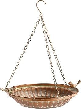 16" Hanging Bird Bath for Outdoors, Metal Bird Bath Bowl | sutible for Garden, Backyard, Patio Decoration