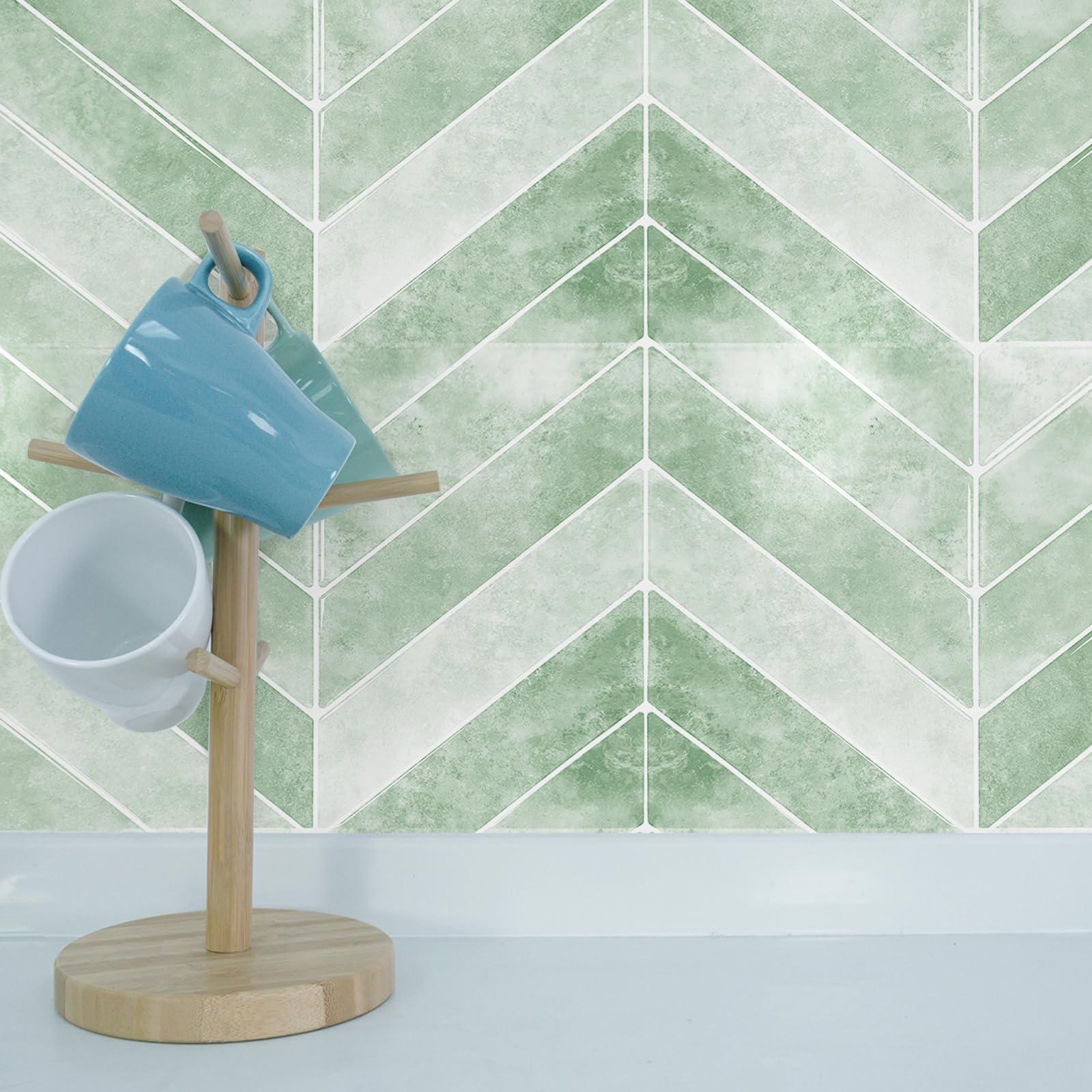 Adhesivos para Azulejos 28,7×22,9 cm, Impermeables 3D (Verde, 20 Unidades)