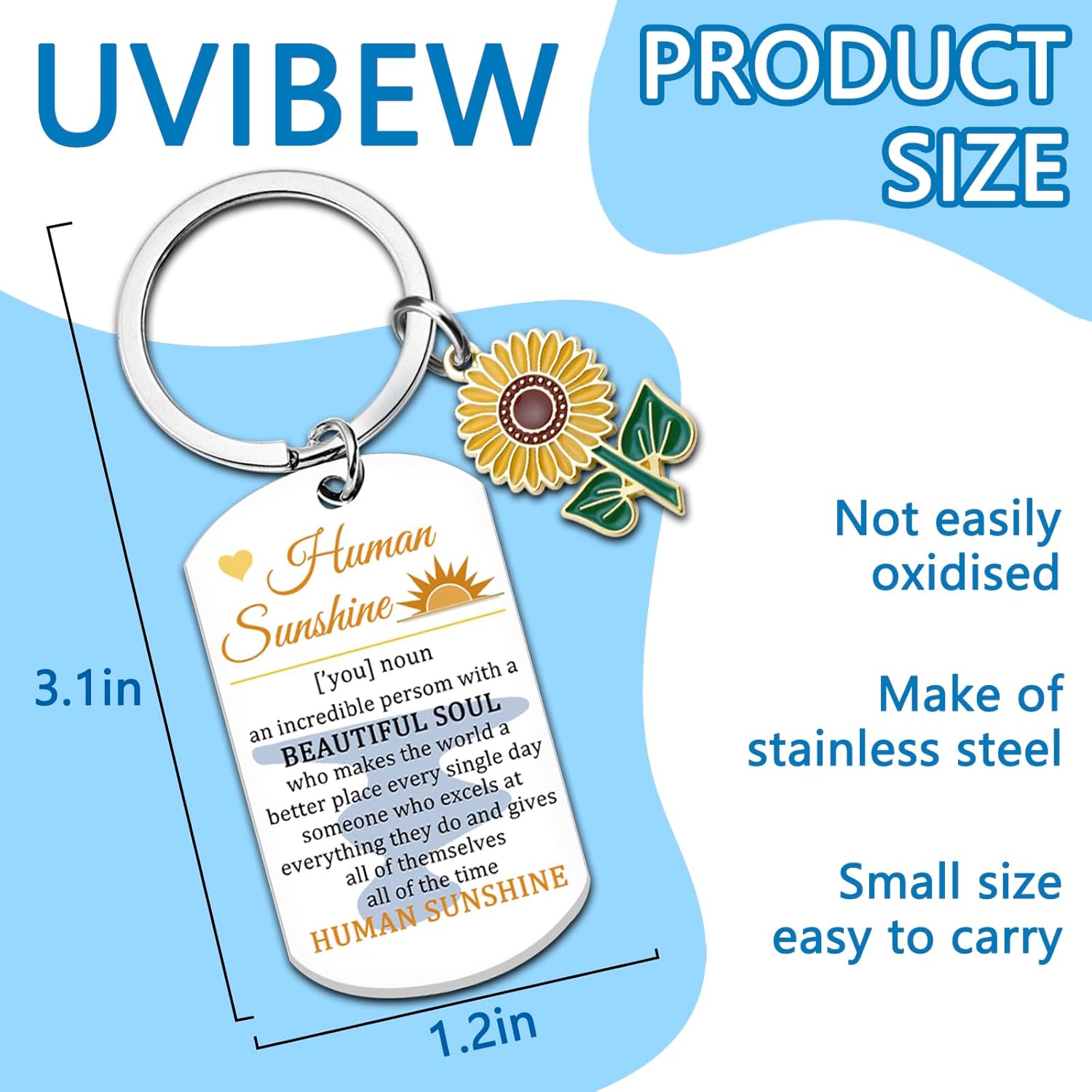 Sunshine Gifts for Women Inspirational Gifts for Best Friend Coworker Family Sunflower Keychain Birthday Gift for Women Friends Human Sunshine Keyring - Image 6