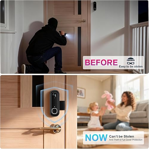 Miniatura 6 de Soporte antirrobo para timbre compatible con Arlo Video Doorbell 2KHD (2 generación), soporte de montaje ajustable sin taladro para cámara de timbre