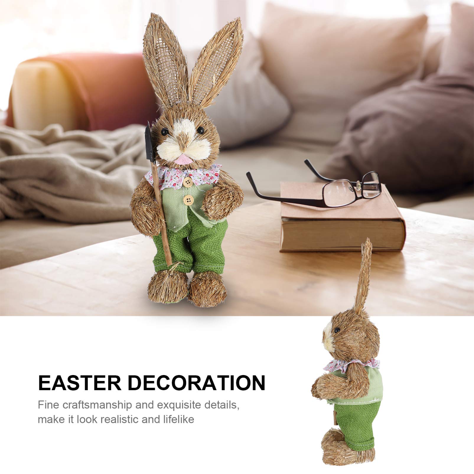Toyvian Strohhasenfigur Für Osterdekoration Künstliche Hasenfigur Osterhasenschmuck Für Wohnzimmer Veranda Garten Ostergeschenk