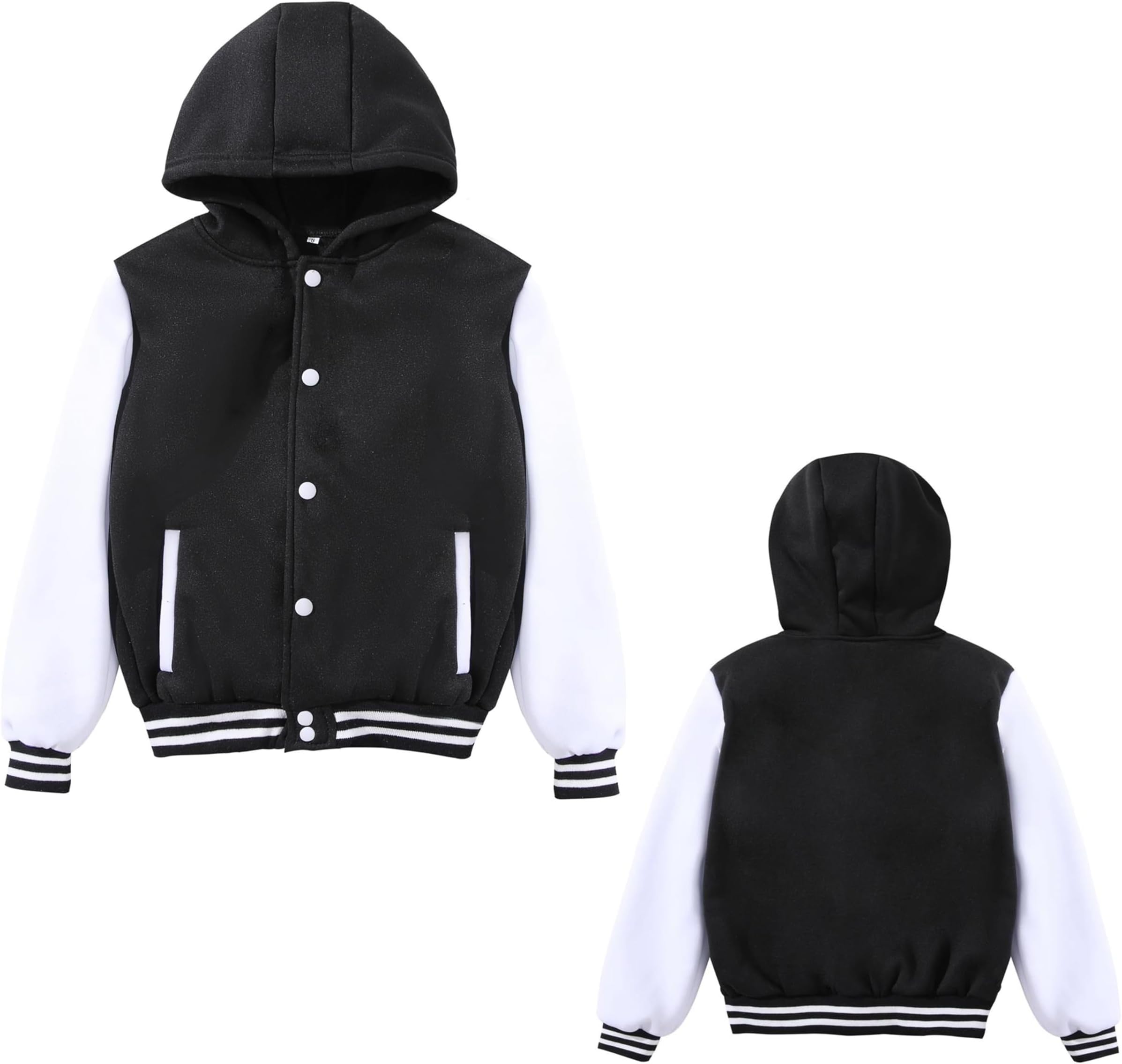 Mowbeat Kids Hooded Baseball Jacket Boys Varsity Jackets Sports Track Coat To...