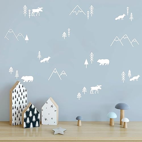 Miniatura 8 de Calcomanías de pared de desierto, calcomanías de vinilo de montañas para habitación de niños, decoración de animales del bosque, guardería, bosque,