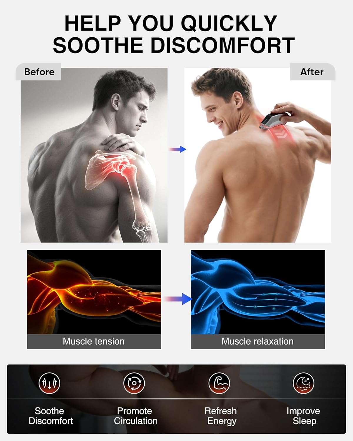 kensen Heated Muscle Scraper Tool - Electric Fascial Knife for Deep Tissue Massage with Light-Care 4 Modes 3 Heating 3 Vibration Levels Soothing Whole Body Gua Sha Tool Gift for Athletes Workers - Image 3