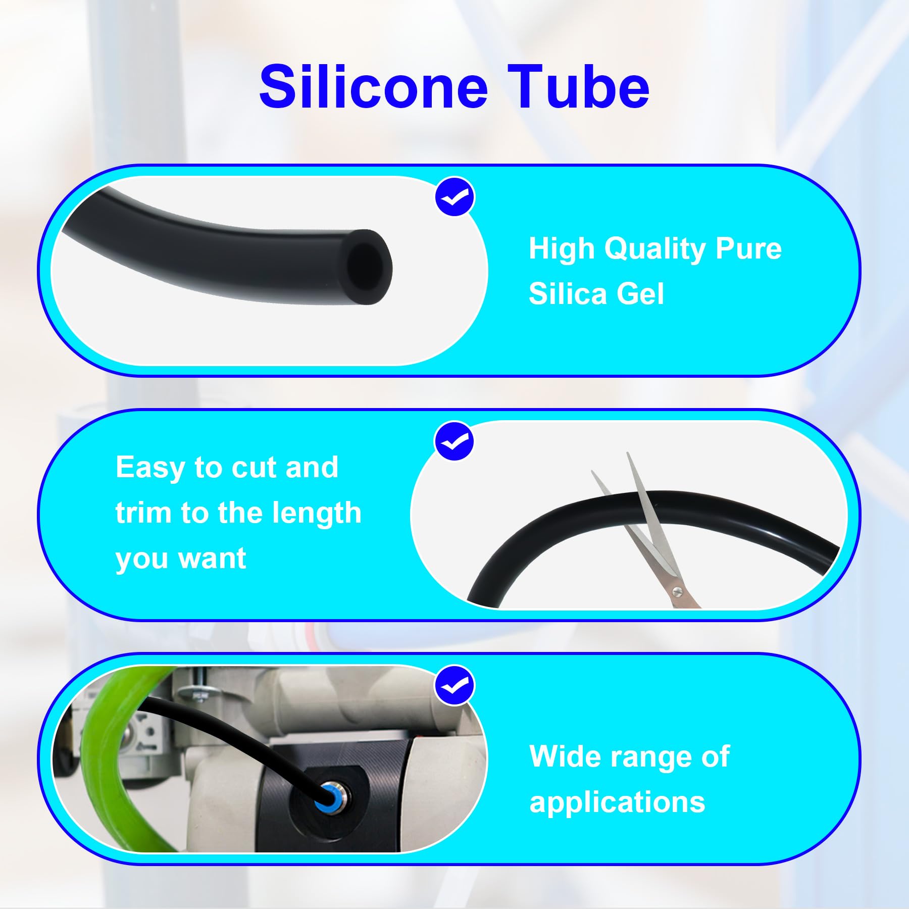 Tubo de silicona flexible 6x10 mm 4,5 m manguera para acuario aire color negro