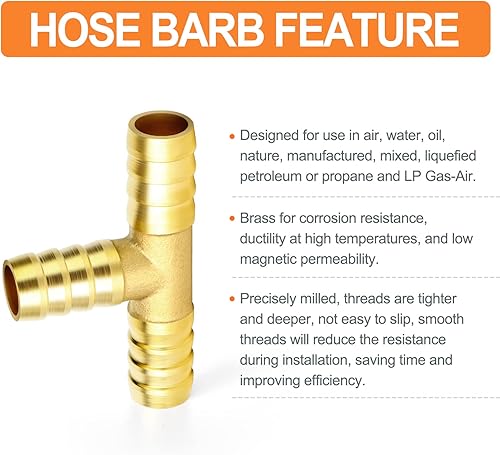 Miniatura 67 de GASHER 2 piezas de latón manguera de púas de manguera, accesorio de manguera de 3 vías (3/4 pulgadas x 3/4 pulgadas x 3/4 pulgadas x 3/4 pulgadas)
