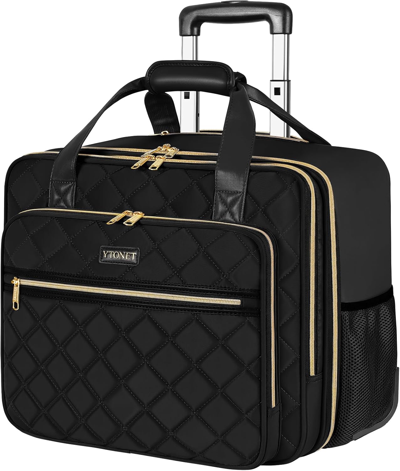 Ytonet Rolling Laptop Bag Women, Rolling Briefcase for Women, 17.3 Inch Laptop Bag with Wheels Rolling Computer Bag Laptop Case for Work Travel College Business Wife Mom Teacher, Black