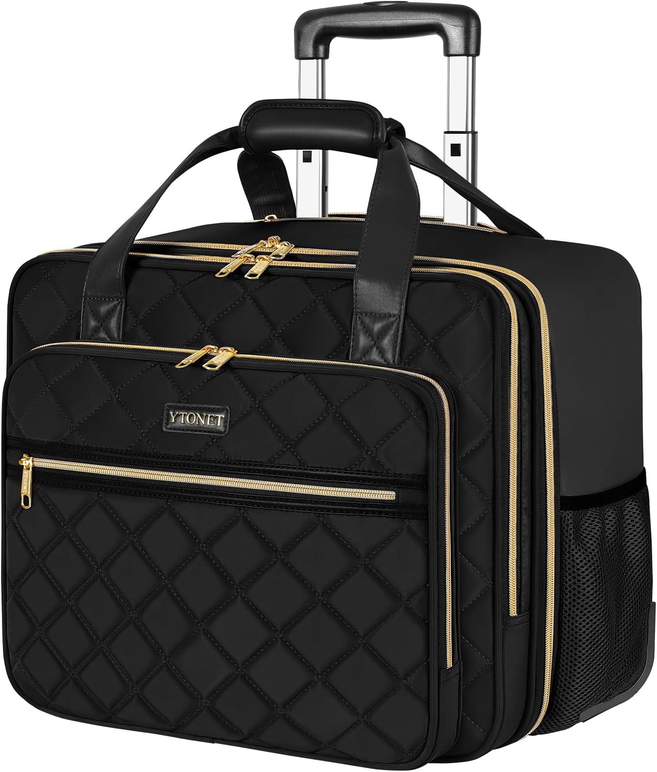 Ytonet Rolling Laptop Bag Women, Rolling Briefcase for Women, 17.3 Inch Laptop Bag with Wheels Rolling Computer Bag Laptop Case for Work Travel College Business Wife Mom Teacher, Black