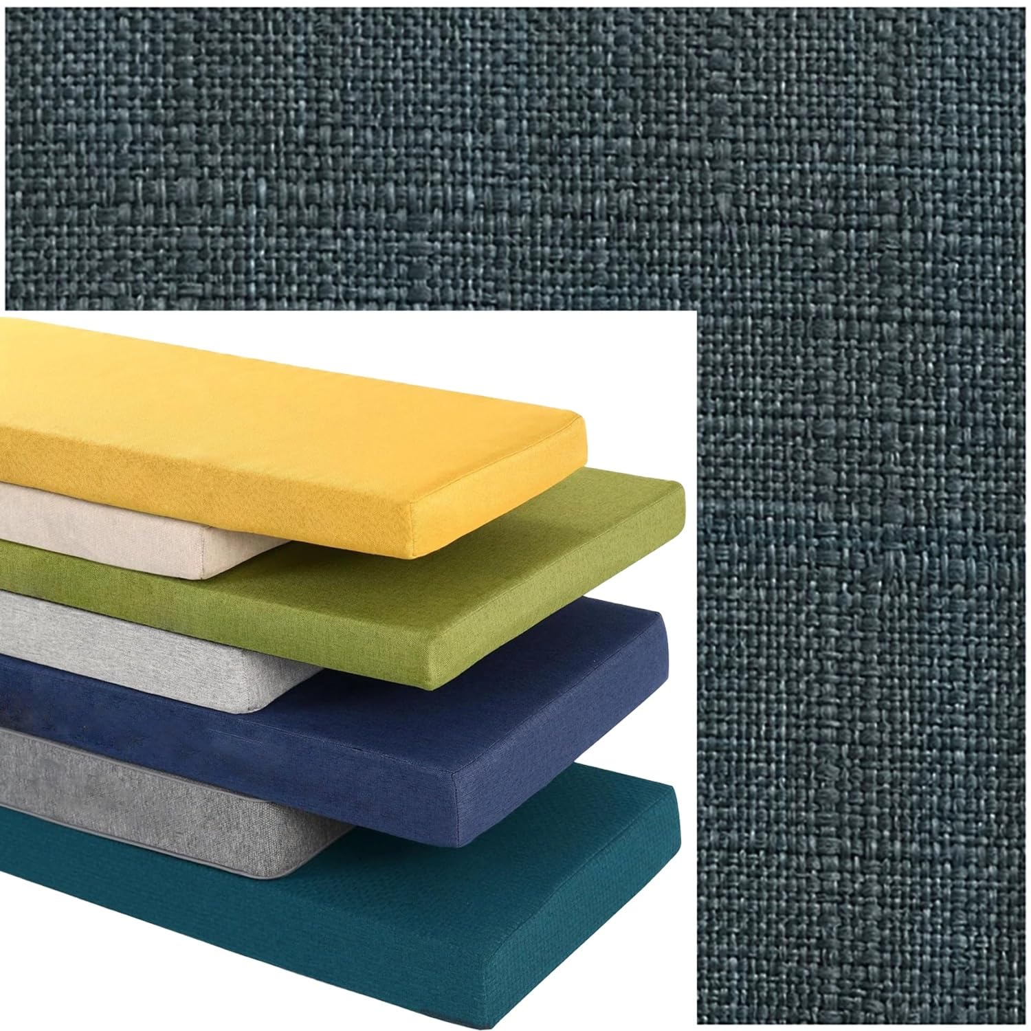 PLCIVSA Outdoor Indoor Bench Cushion Cover, Linen Non-Slip Replacement Slipcover with Zipper, Furniture Seat Cushion Protector for Garden Patio Balcony Sofa Couch(gray blue,150x40cm/59x16in)
