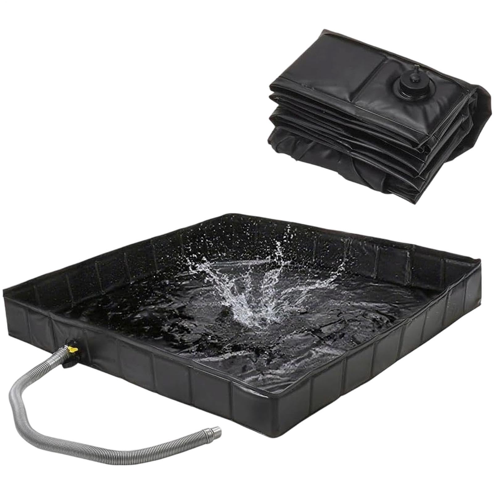 Generico Doccia Portatile 104x104x13 cm Vassoio da Bagno Portatile in PVC | Vasca Doccia Esterna Con Tubo Di Scarico per Spiaggia Bagno Interno Esterno Viaggio Campeggio Trekking