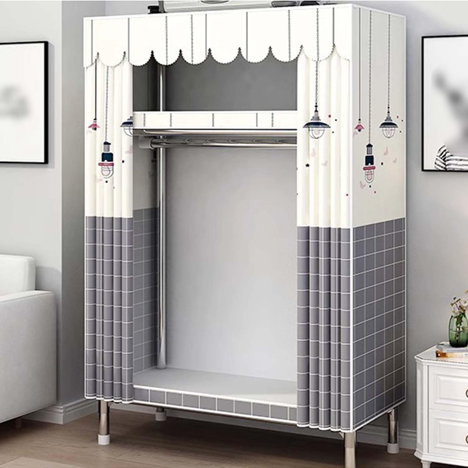 Canvas Wardrobe Portable Wardrobe Clothes Wardrobes for Bedroom Fabric Wardrobes for Bedroom Closet Wardrobes for Bedroom with Hanging Rail,C,160x45x170cm