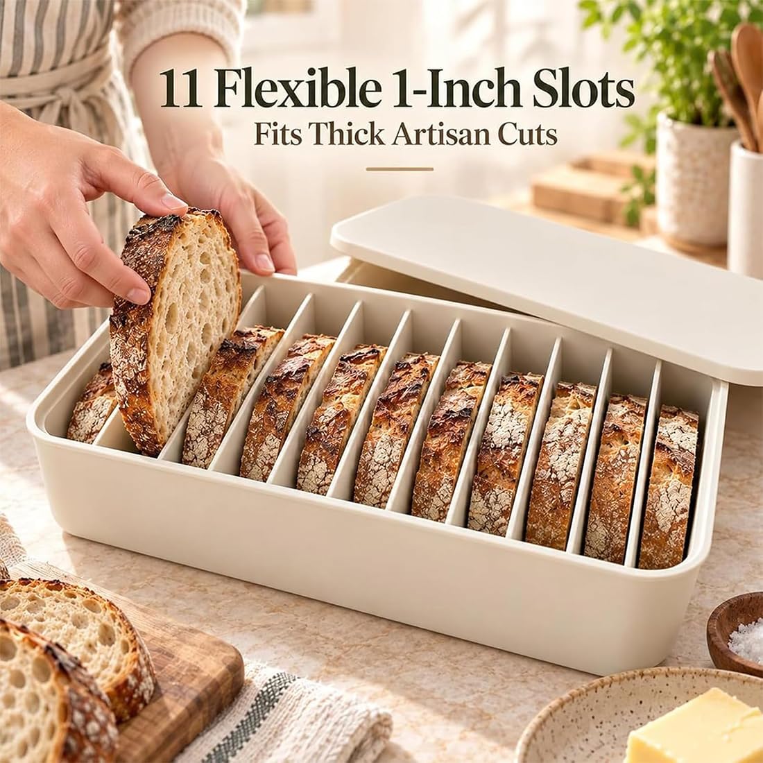 11-Slot Silicone Bread Freezer Box, Keep Sourdough Slices Separate (All)