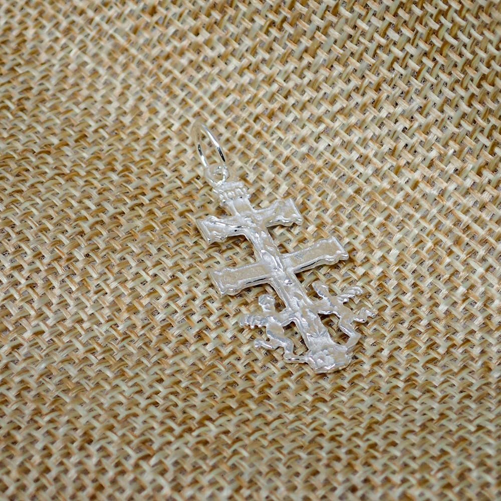 Colgante plata ley 925m cruz caravaca 30mm. delantera Cristo trasera Virgen ángeles