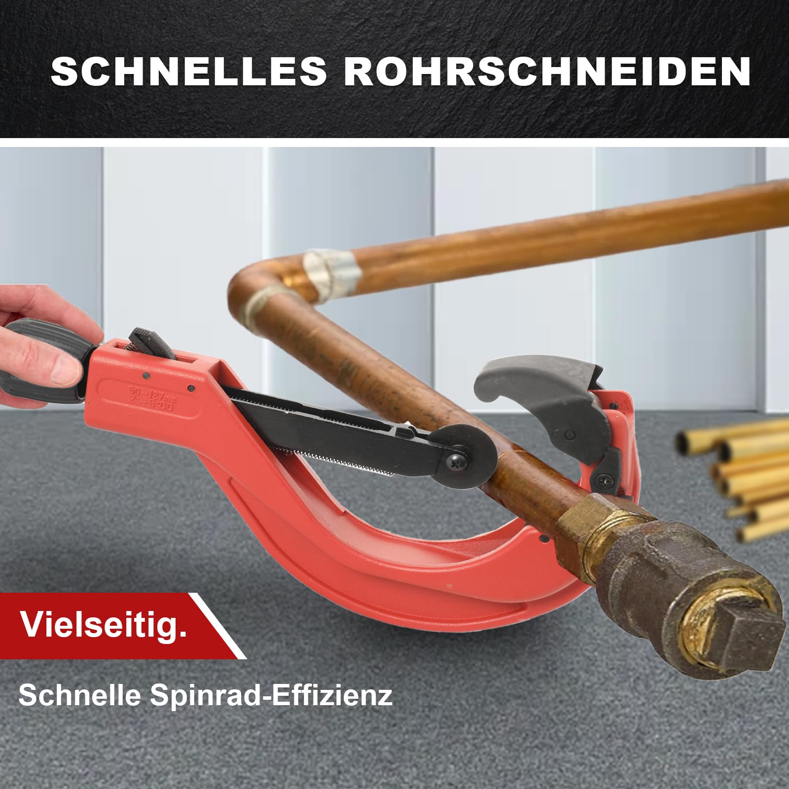 Rohrschneider Set, 50-127 mm Multifunktionale Rohrschneidemaschine | Vielseitiger Rohrabschneider für Kupfer, Aluminium, Edelstahl und Kunststoff, Aluminiumlegierung Verbundrohr