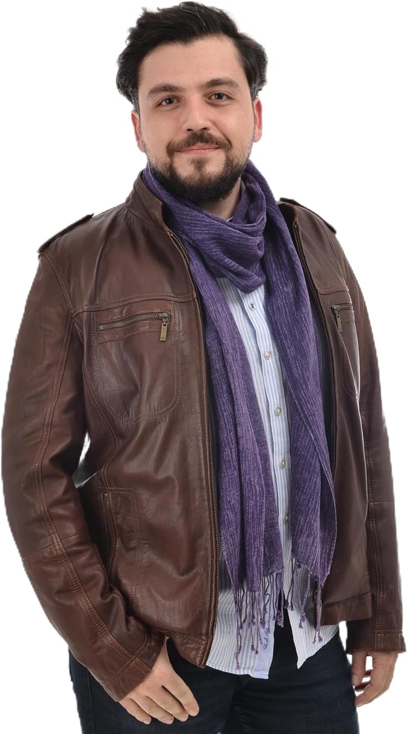 Denim Men's Scarf Cotton Purple Lightweight Fashionable Neckwear Accessory Versatile Seasons Casual Style Comfortable Soft Fabric - Purple, One Size