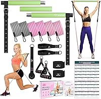 Vista 11 de Kit de barra de pilates con bandas de resistencia, barra multifuncional de yoga y pilates con hebilla de ajuste de metal resistente, kit de barra