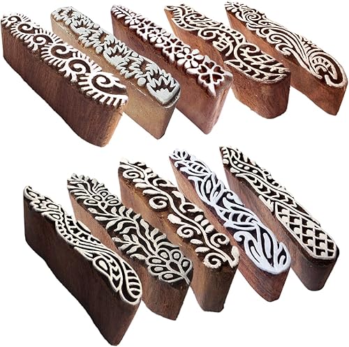 Sellos de impresión de arcilla Urban Border Design Bloques de madera (juego de 10) Htag2157