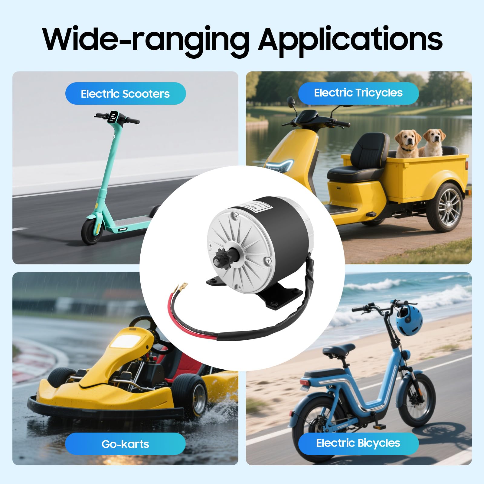 Moteur magnétique permanent 350 W - Moteur électrique - Kit de conversion de moteur à brosse - Pour petites scooters, petits karts, vélos électriques 24 V