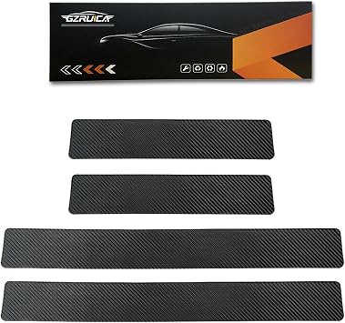 Door Sill Plate Protectors for Car - Universal Door Entry Guards Sill Scuff Cover Panel Step Protector, Welcome Pedal Protector Cover, Carbon Fiber, 4pcs/Set
