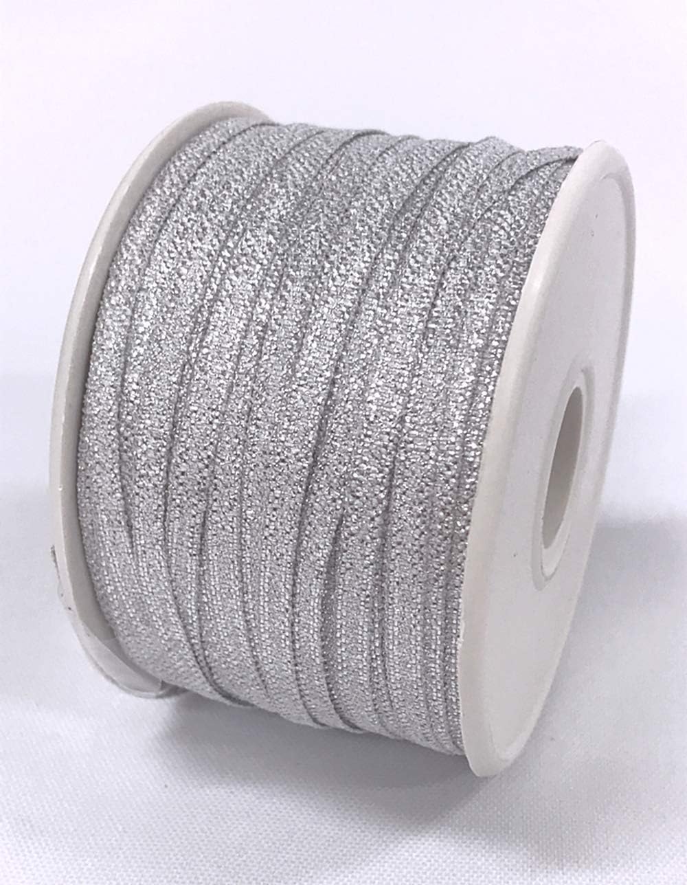 Nylon Metallic Ribbons Art & Sewing Craft, Party, Wedding, Gift Wrapping (Silver, 1/8 - 50 Yards)