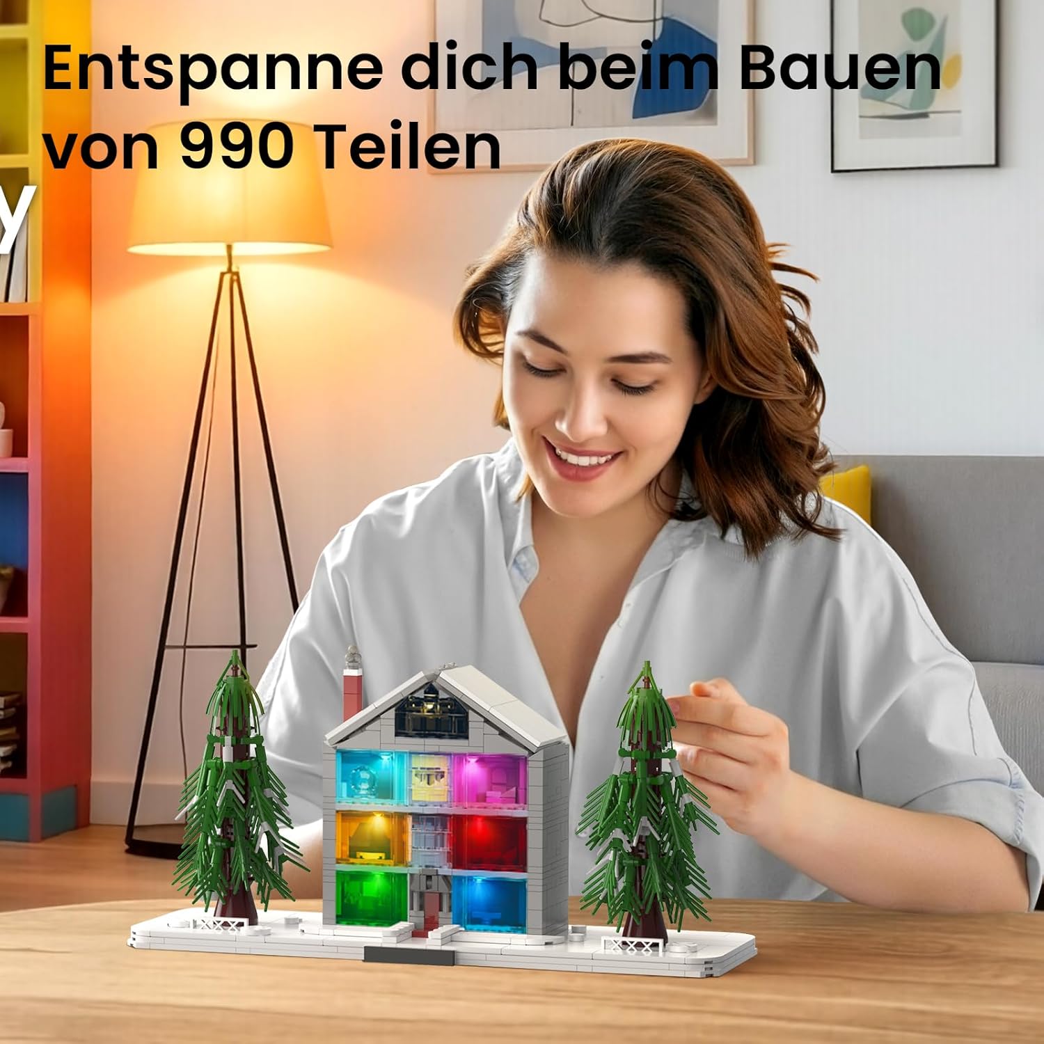 Sillbird Lover House Building Sets for Women & Girls, Buildable Model Kit with Led Light for Home Décor, Birthday Ideal Gift Toy for Adult, Girlfriend, Wife(990 Pieces)