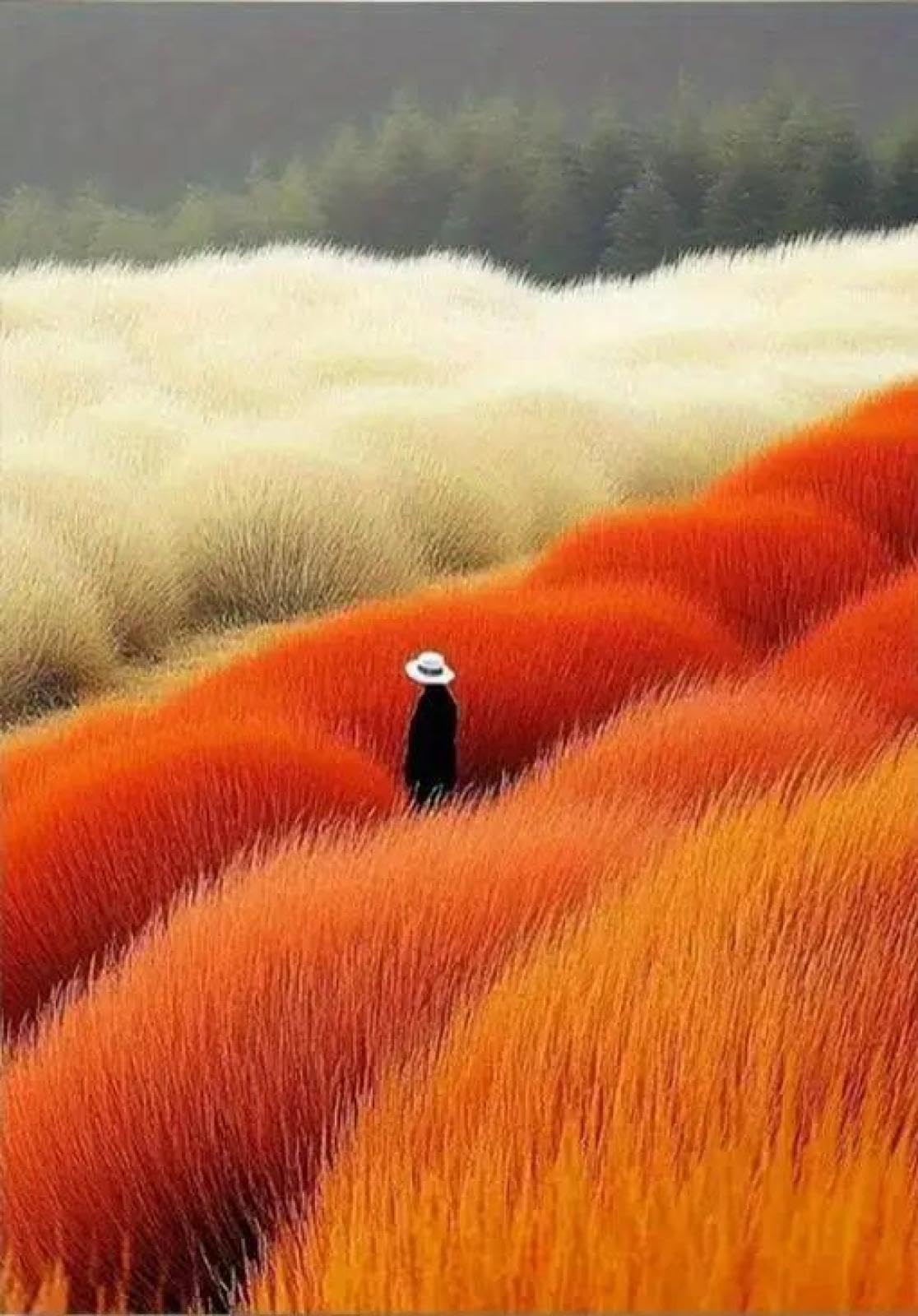 Yocheng Abstract Landscape Poster And Prints Beige Orange Flower Field Canvas Painting Wall Art Picture For LivingRoom Home Decor 40x50cm No Frame