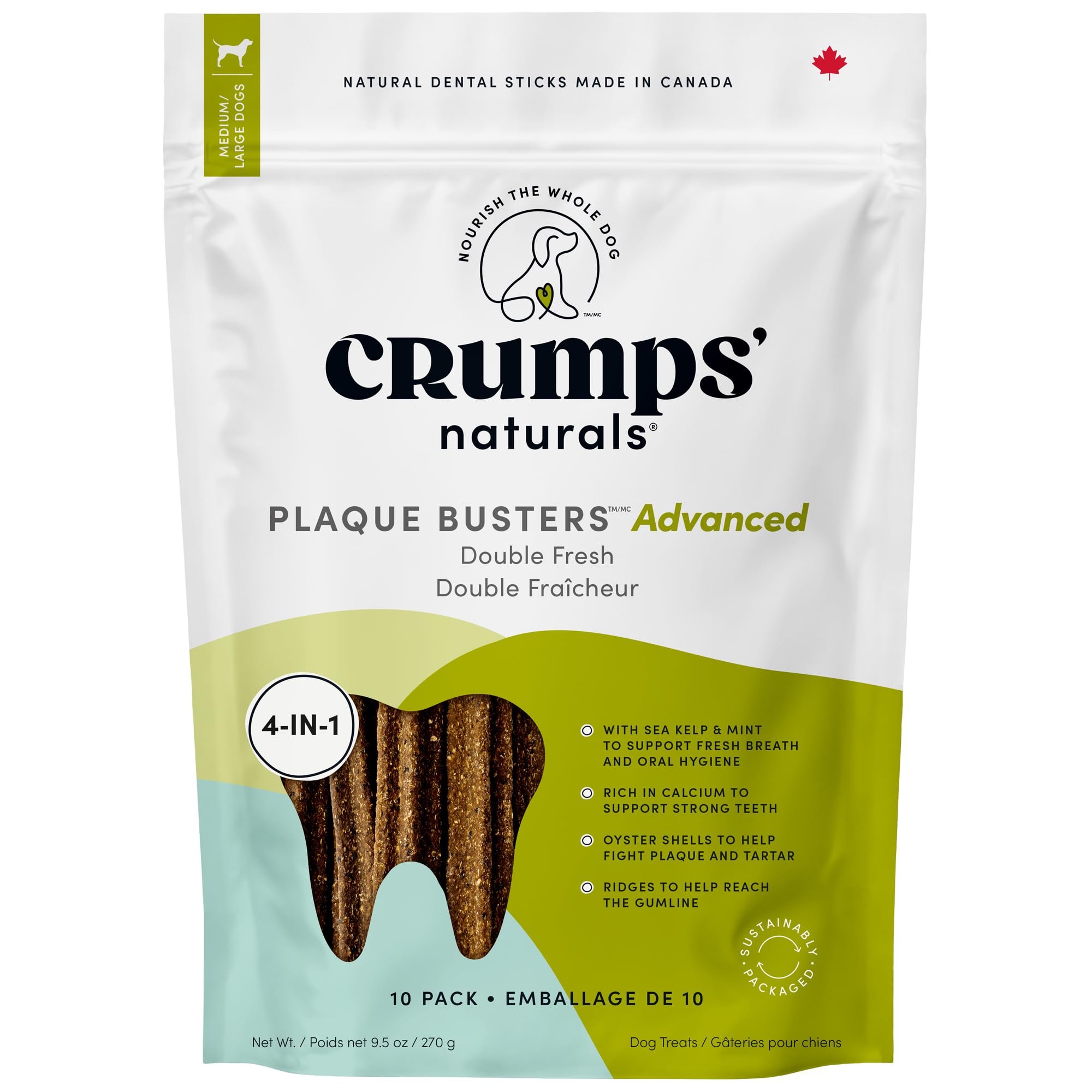 Crumps' Naturals Plaque Busters Advanced - Double Fresh Dental Sticks 9.5oz