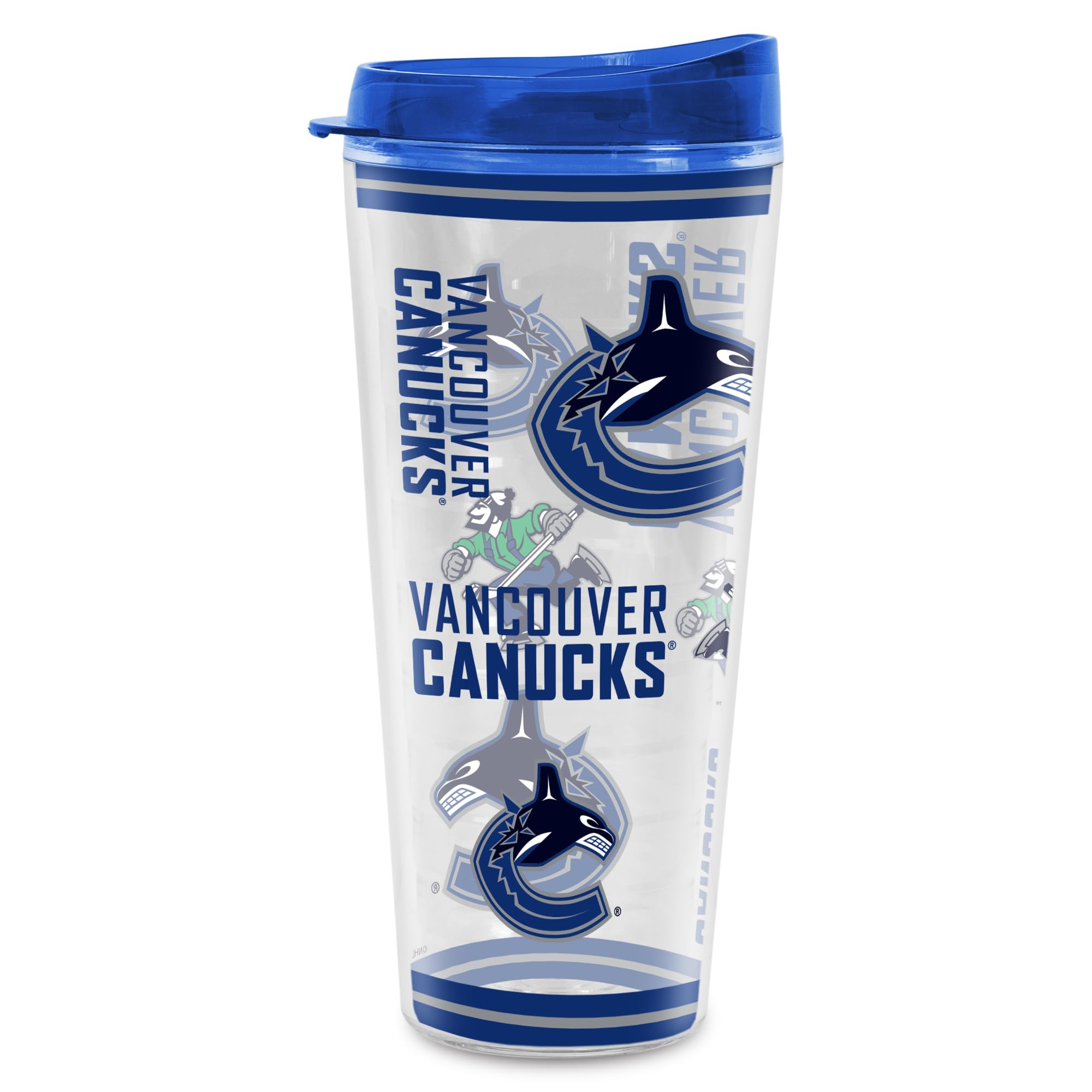 Rico Industries NHL Hockey Vancouver Canucks Mayhem 22 oz Double Walled Insulated Tritan Classic Tumbler Cup Keeps Drinks Cold & Hot, USA Made