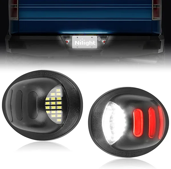 Nilight License Plate Lights Compatible with 1990-2003 2004 2005-2008 2009 2010 2011 2012 2013 2014 Ford F150 1999-2016 F250 F350 F450 F550 Super Duty with Red OLED Neon Tube 6000K White 2PCS Pack