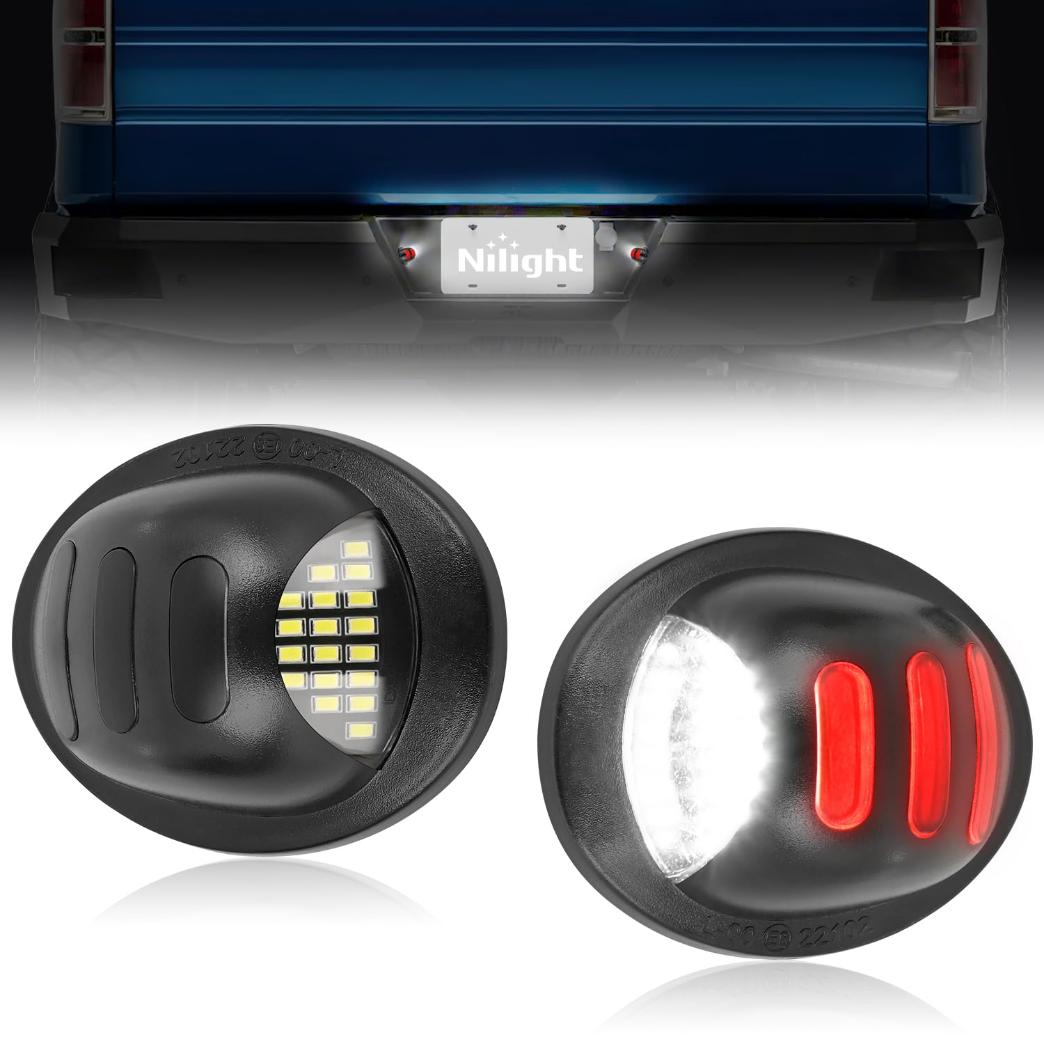 Nilight License Plate Lights Compatible with 1990-2003 2004 2005-2008 2009 2010 2011 2012 2013 2014 Ford F150 1999-2016 F250 F350 F450 F550 Super Duty with Red OLED Neon Tube 6000K White 2PCS Pack