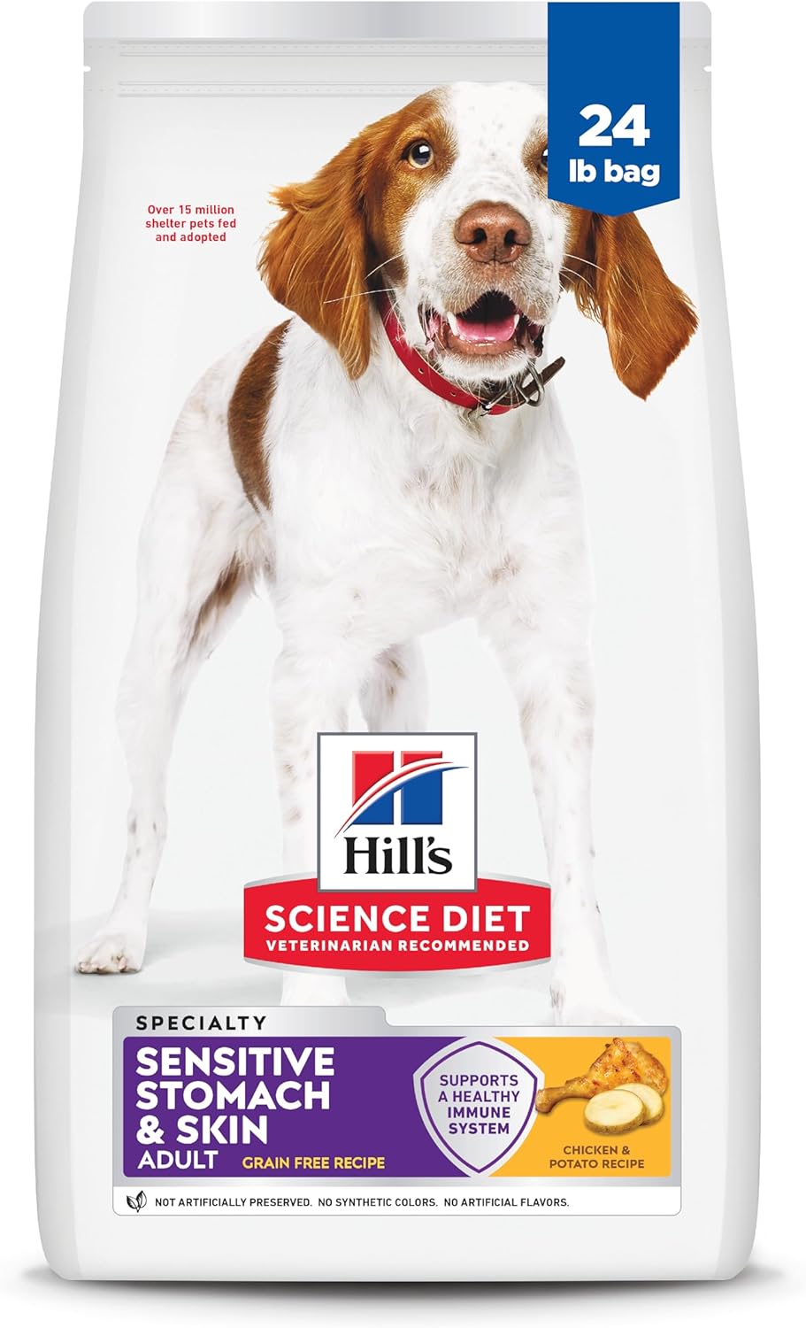 Hill's Science Diet Adult 1-6 Sensitive Stomach & Skin Dry Dog Food, Grain Free Chicken & Potato, 24 lb. Bag (Updated Formula)