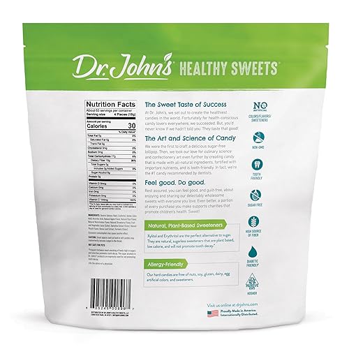 Miniatura 2 de Dr. John's - Caramelos sin azúcar, dulces duros saludables con cero azúcar, aperitivos bajos en calorías, aptos para keto, vegano, sin gluten,
