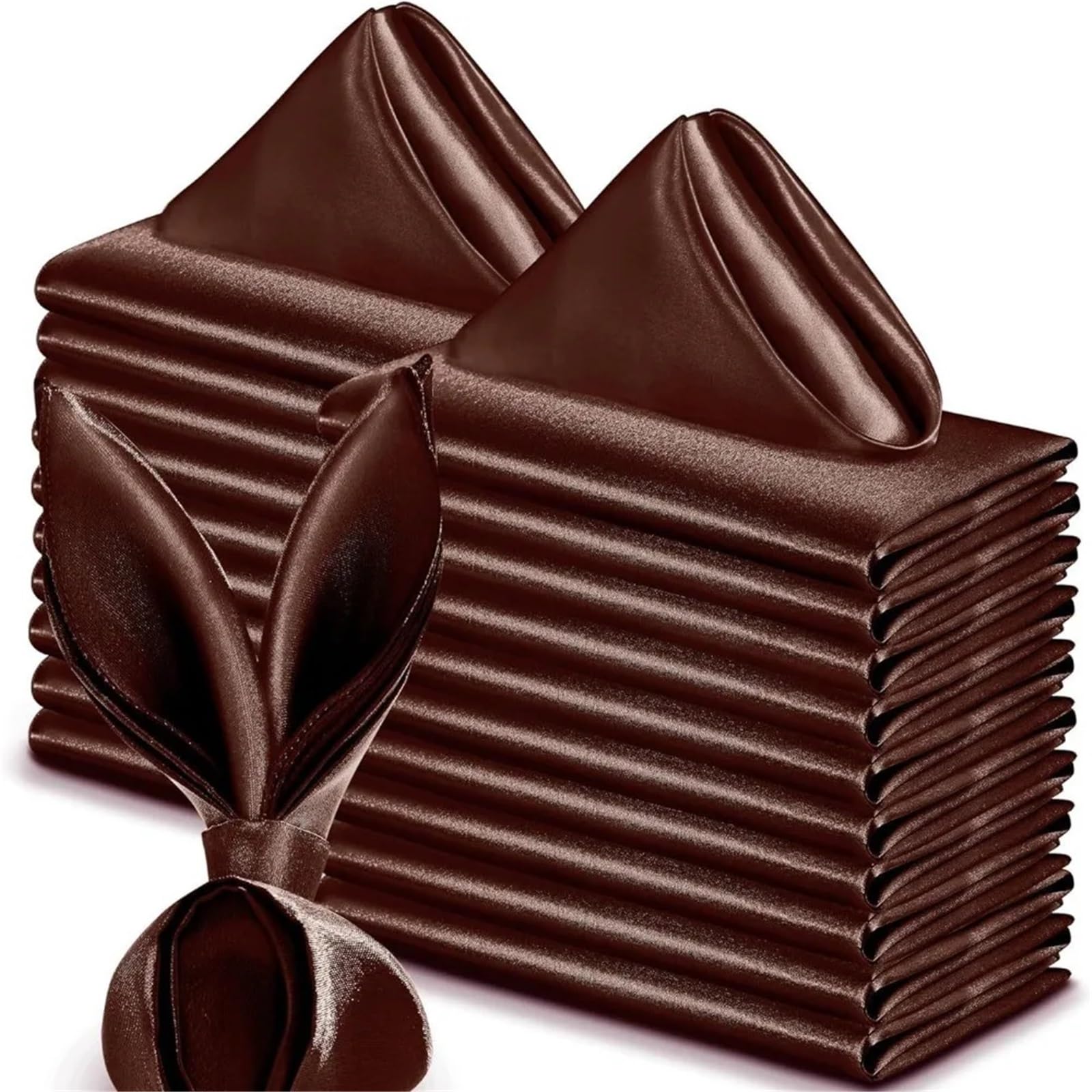 Table Napkins 10pcs 30x30cm Parties Supplies Satin Napkin Soft Washable Dinner Napkins Reusable Table Hotel(Brown)