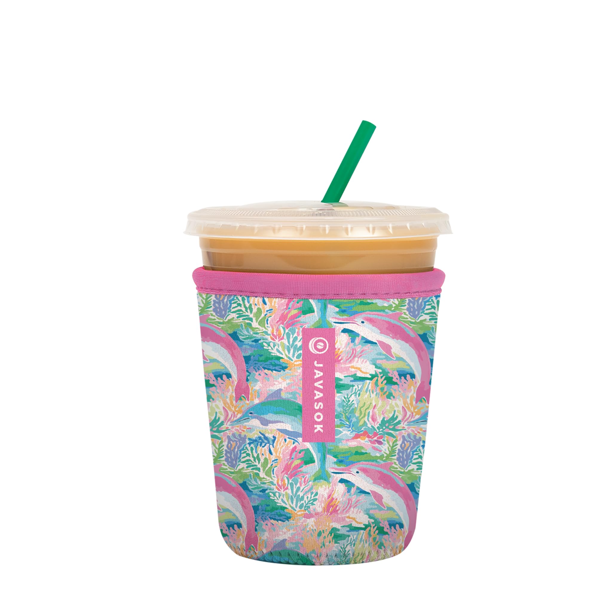 Sok It JavaSok Iced Coffee &amp; Cold Soda Insulated Neoprene Cup Sleeve (Dolphin Cove, Small: 16-20oz)