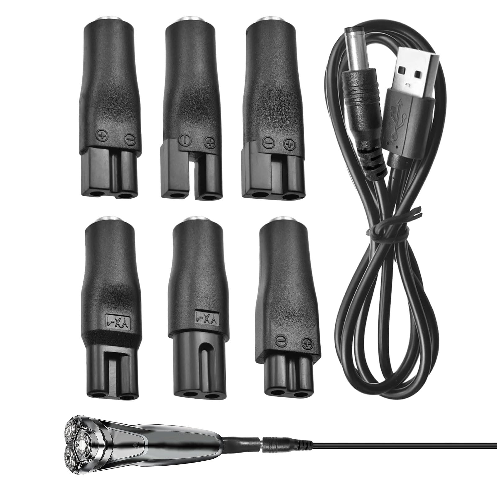 7 PCS USB Shaver Charger Cable Kit,5V Electric Shaver Chargers Cable Kit with 6 Charging Cable Heads and USB Charging Cable,Suitable for Hair Clippers,Beard Trimmers,Shavers,Beauty Devices-image-40