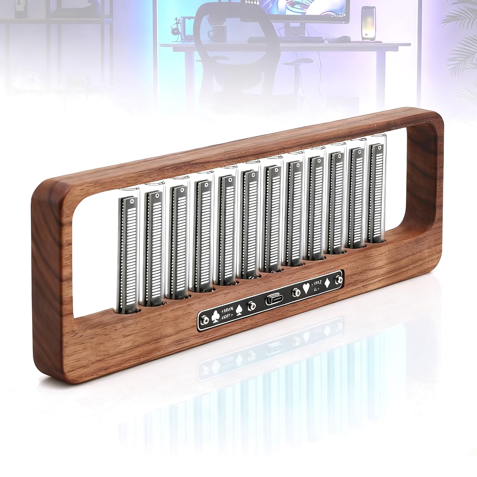 Xdtkjdz Light Led Music Spectrum Display, Home Audio Spectrum Analyzer, 7 Preset Modes, Color Can Be Adjusted Manually, W/12 Nixie Tubes, Dynamic Mode Switchable For Studio Gaming Room