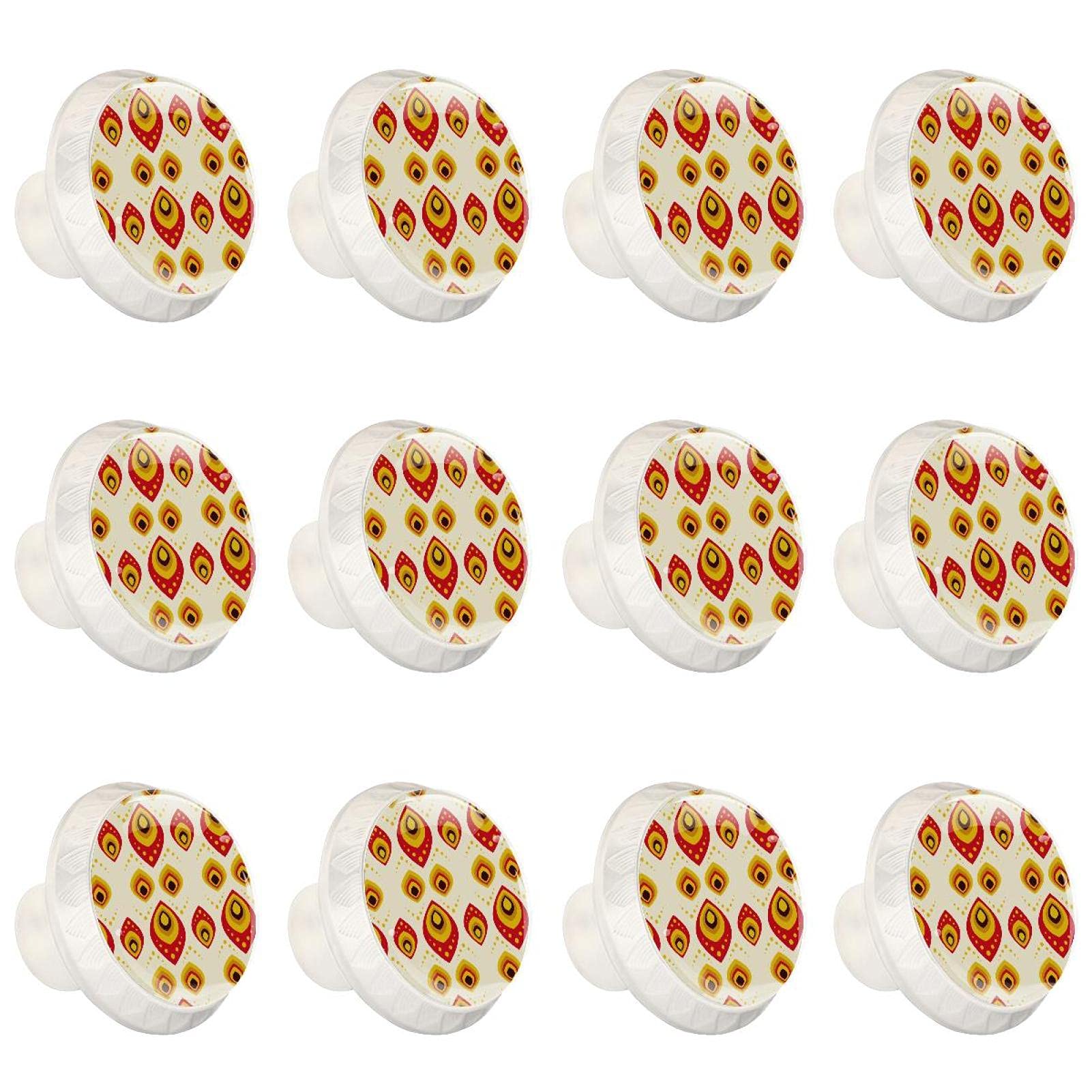 Boutons de placard ronds en motif paon artistique, finitions de prestige