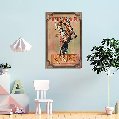 Miniatura 4 de ToMart Póster vintage de Texas Rodeo Cowgirl Póster de pared Art Deco Impresión en lienzo Pintura en lienzo Pintura Arte de pared Póster de arte de