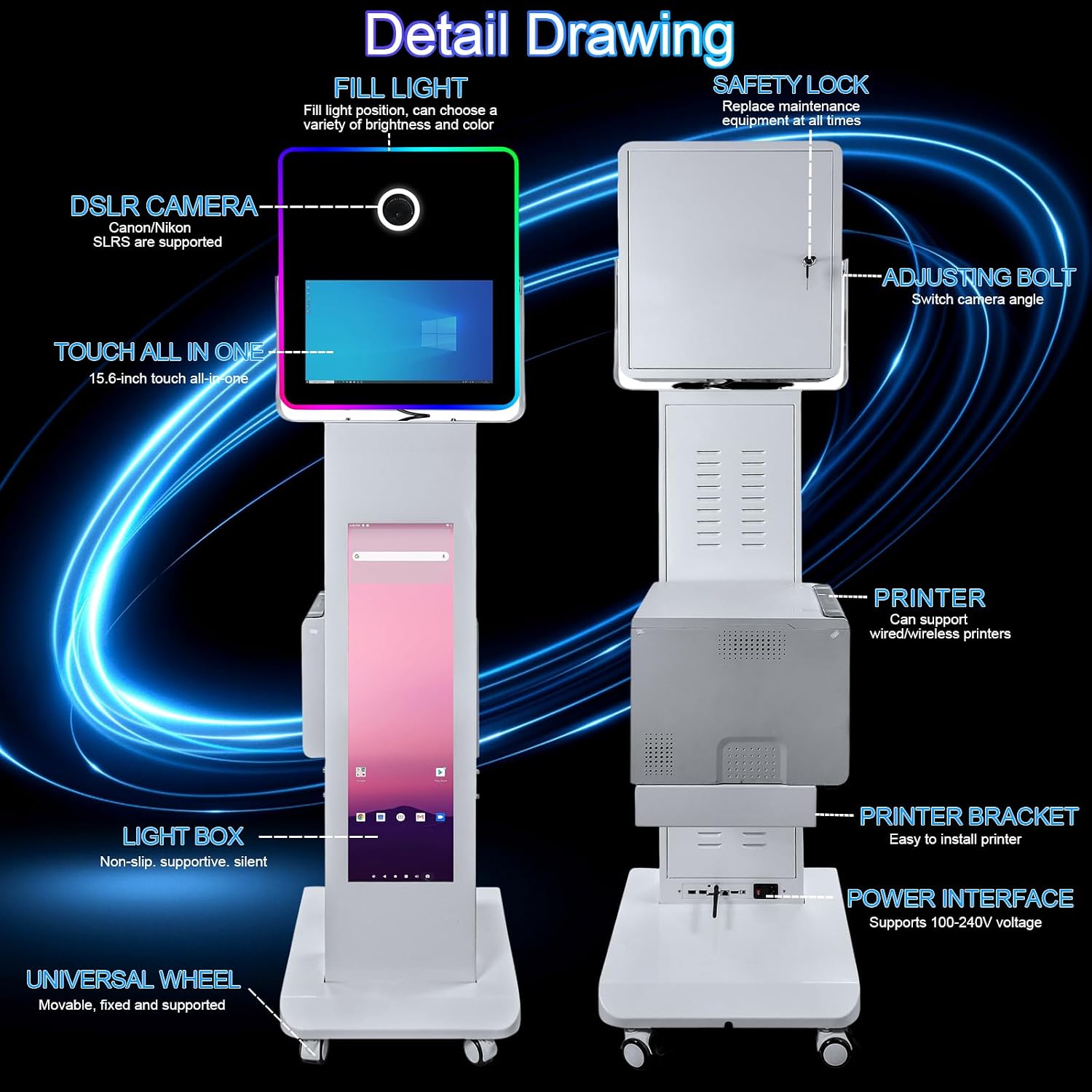 Portable Photo Booth with 15.6" Touch Screen, LCD Selfie Photo Booth for Wedding/Party/Corporate Events, DSLR Photobooth Machine with Flight Case