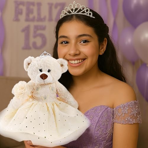 Miniatura 5 de Muñeca de quinceañera con vestido de membrillo con vestido, decoraciones de quinceañera, regalos de decoración de quinceañera, OSO de peluche para