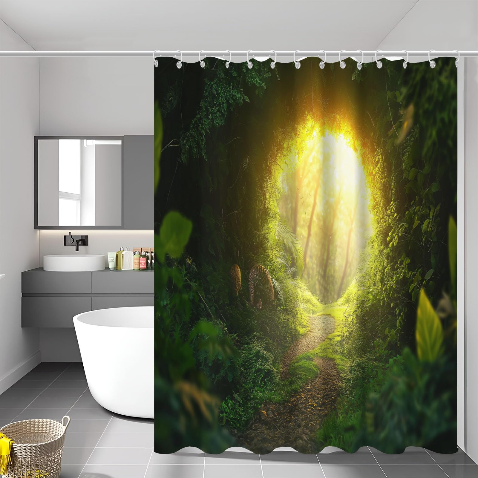 Rideau jungle tunnel 180x180 lavable en machine pour rideaux baignoire hôtel