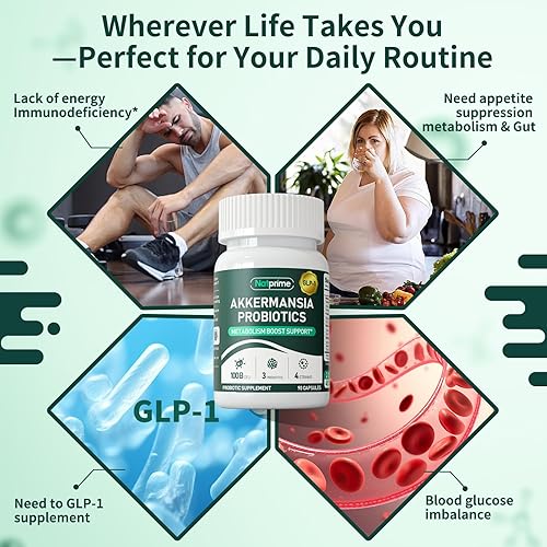 Miniatura 6 de Akkermansia Suplemento probiótico GLP-1  100 mil millones de UFC Akkermansia Muciniphila GLP1 con fibra prebiótica para aumentar el metabolismo, la