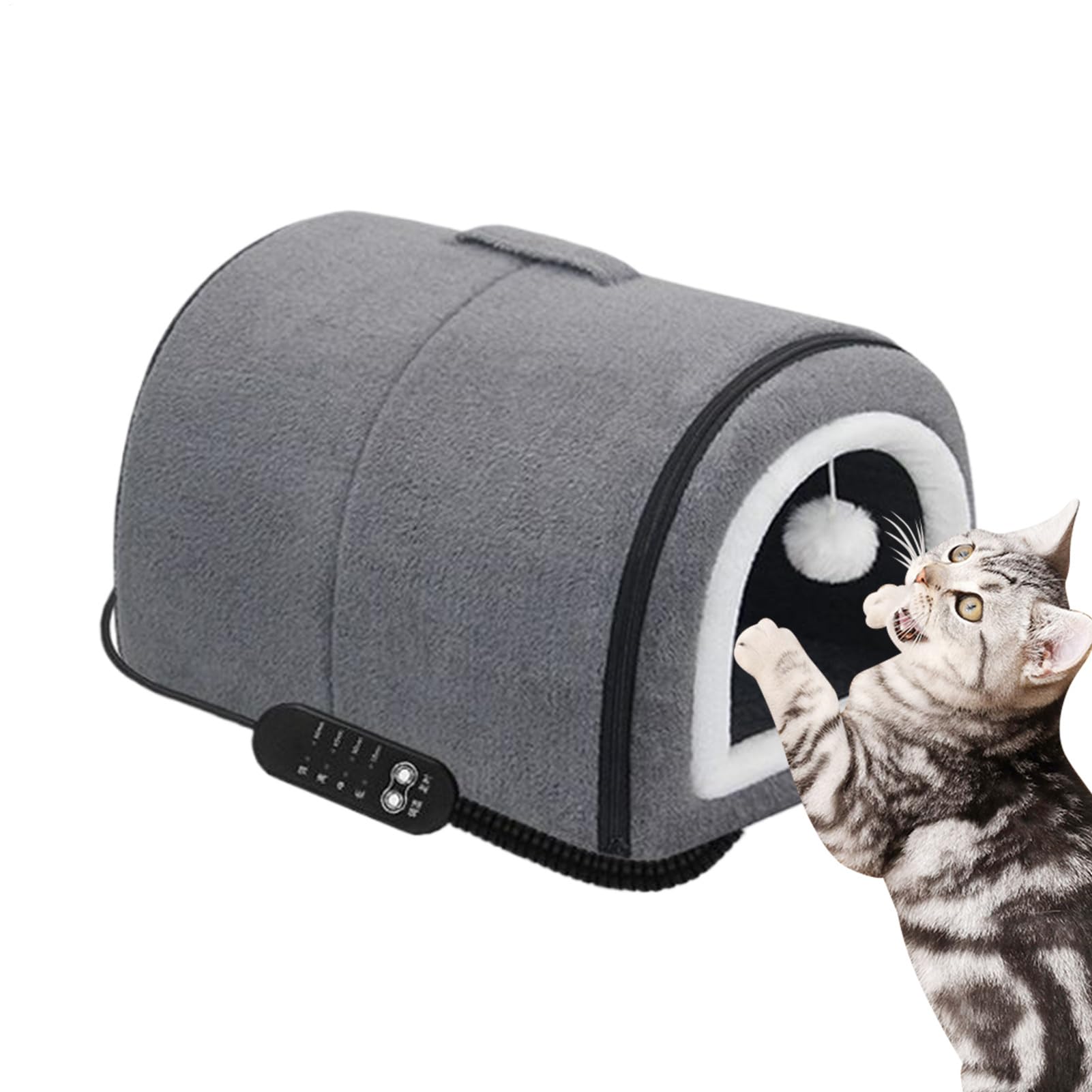 Cuccia riscaldata per gatti Semi-Chiuso Rimovibile Lavabile Con Regolazione | Cuccia Per Cani Con Tetto Inverno caldo, interno e esterno, viaggio, razze piccole medie, cuccioli e