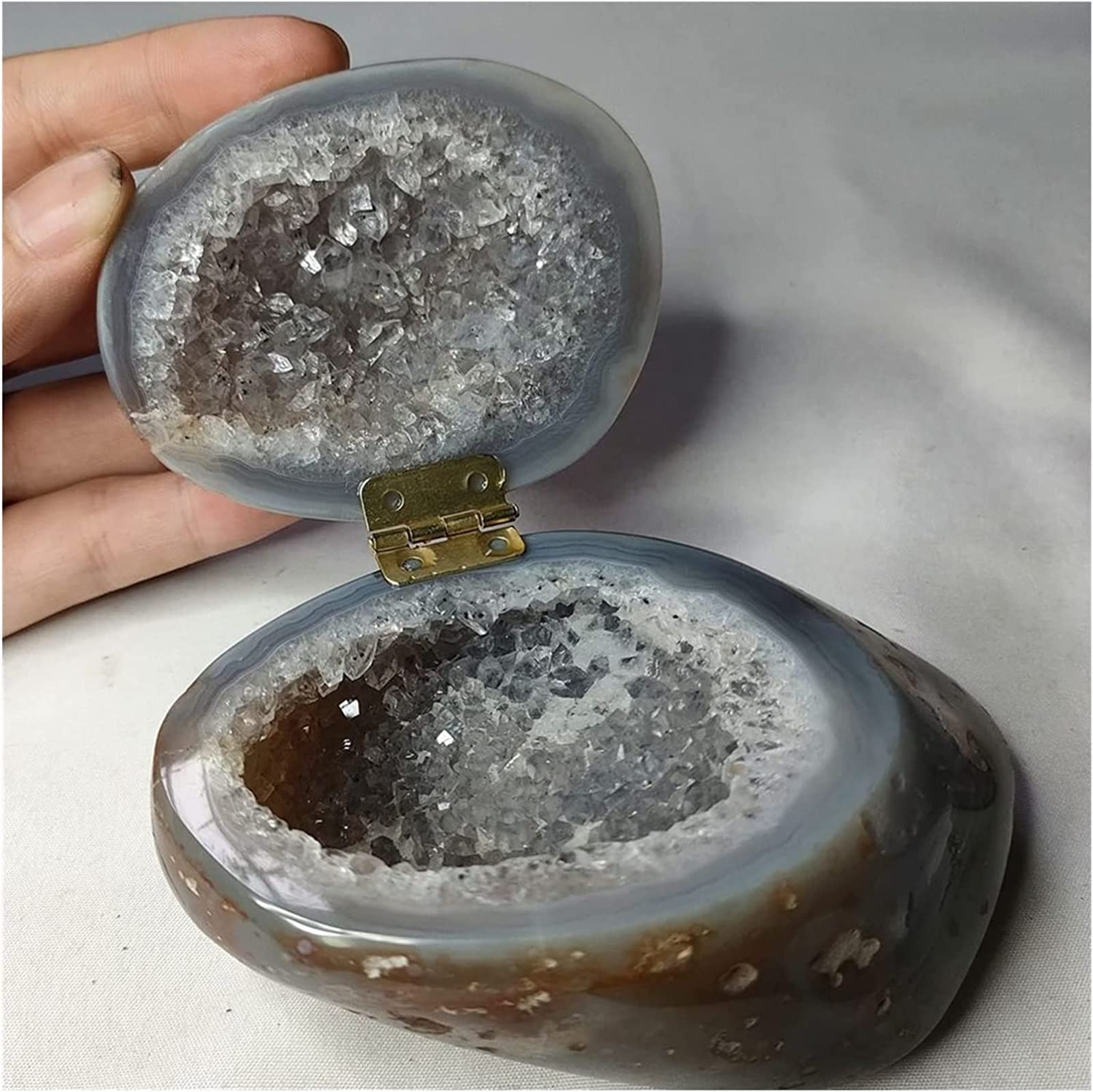 Piedras Almacenamiento hecho a mano natural Ágata geoda Collar Caja Áspera Cuarzo Cristal Pendientes Anillos Caja Piedra de cristal Mujer Joyería Contenedor Piedras de cristal Decoración Inicio Colecc