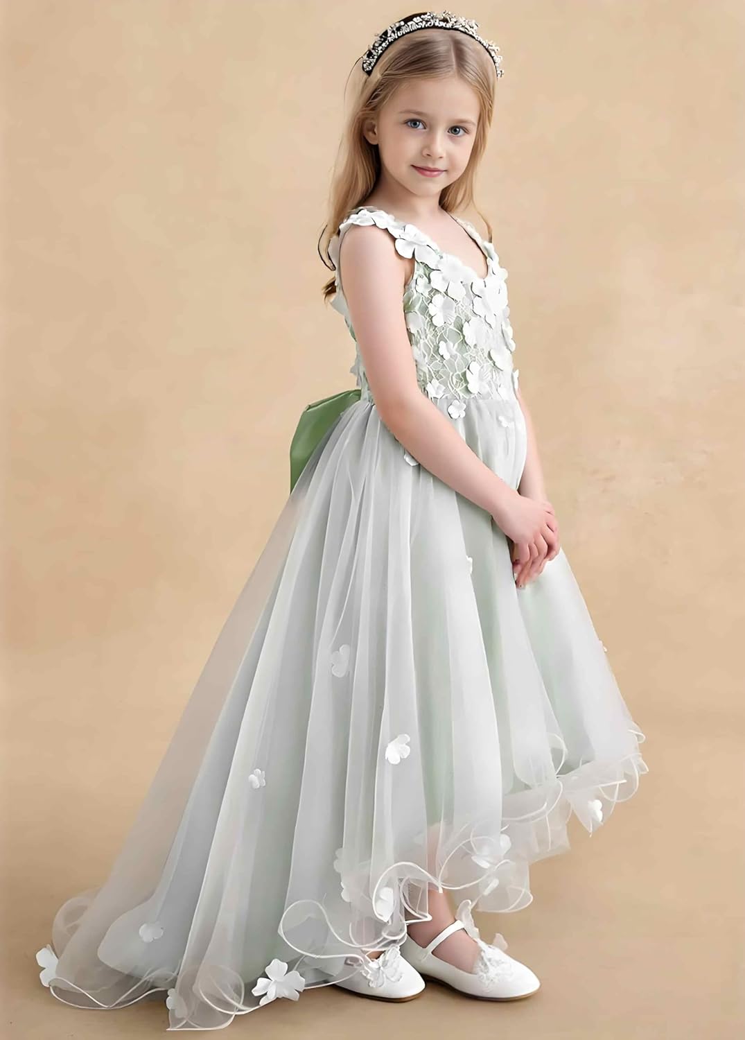 Lace Floral Tulle Flower Girl Dress for Wedding Asymmetrical Princess Pageant Party Gown First Communion Dresses - Image 5