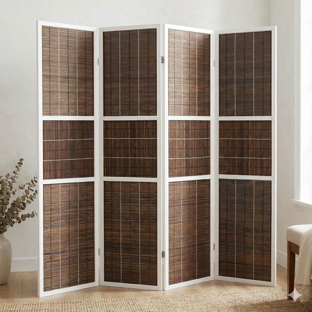 4 Panel 6ft Tall Modern Style Standing Wall Partition Room Divider Panel Indoor Separation, Folding Privacy Screens, Living Room, Partition & Space Divider, Freestanding Inexpensive