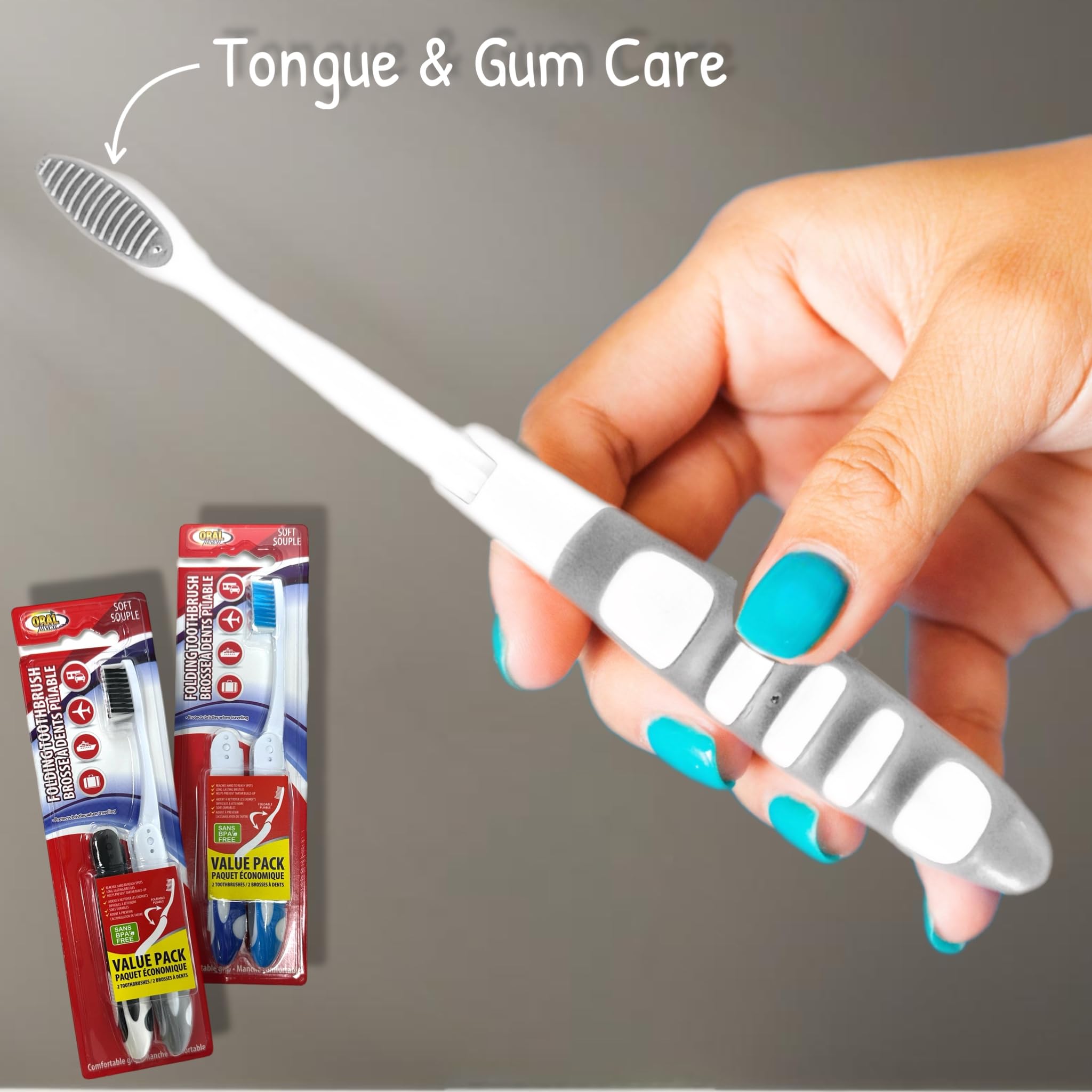 ALAZCO Set di 4 spazzolini da denti morbidi e comodi da tenere in viaggio, dimensioni compatte, ergonomici, pieghevoli, per campeggio, palestra, scuola, armadietto, approvati dalla TSA senza BPA
